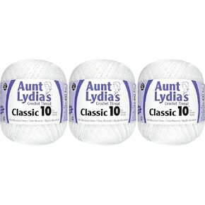 3-Pack - Aunt Lydia's Classic Crochet Thread - White - Size 10 Value Pack - 1000 Yards Each