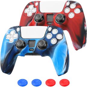 Controller Skin Compatible with PS5, 2 Pack Anti-Slip Silicone Camo Gamepad Cover Case Compatible with Playstation 5 Accessories Joystick Protectors with 4 Thunb Grip Caps in Kuwait