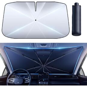 VICSEED [2023 Upgradeed] مظلة شمسية للزجاج الأمامي للسيارة [تبرد 90 درجة فهرنهايت] بلورات ثلجية متينة فضية نانو تيتانيوم للأشعة فوق البنفسجية وحماية من حرارة الشمس، قناع سهل الاستخدام لغطاء النافذة الأمامية (M) in Kuwait