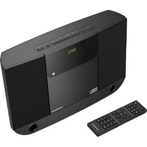 Compact Home Stereo System with Bluetooth, Wall Mountable CD Player for Home, FM Radio, Wireless, Remote Controlled, Speakers, 2.0 Loud Stereo Sound, AUX, 20 Presets | Oakcastle HIFI100
