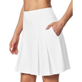 Ewedoos 20" Skort Golf Skirts for Women with Zip-Pocket Knee Length Skorts for Woman Casual Athletic Pleated Tennis Skirt