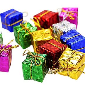 || Multi Colour Small Gift Boxes Christmas X-Mass Tree Decoration Hangings Ornaments | Pack Of 2 |
