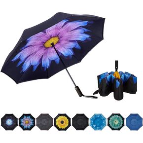 Inverted Umbrella Double Layer Automatic Folding Reserve Umbrella Windproof UV Protection for Rain Car Travel Outdoor Men Women