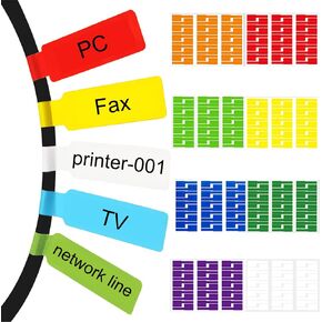 240 Pcs 8 Colours Cable Labels Tear Resistant Self-Adhesive Cable Identification Tags Waterproof Wire Cord Label Cable Stickers for Marking & Organizing Cables in Office Home School