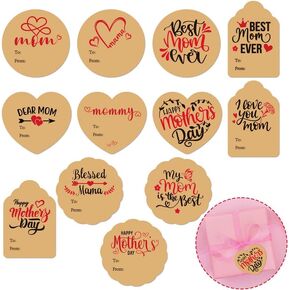 Haooryx Mother's Day Gift Tag Stickers, 240pcs Kraft Paper Labels for Envelope Seal Cards, Boxes, Gift Wrapping Supplies