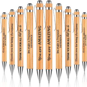 10 Pcs Bible Quotes Pens Inspirational Wooden Ballpoint Retractable Pen for Motivational Bamboo Pen Black Ink Religious Gift for Church Christian Evangelist Pastor and Prophetess(Elegant Style)