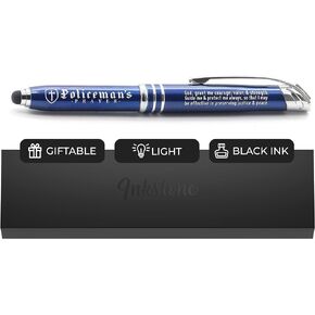 Inkstone Policeman Prayer Gift Pen with Built-In Flashlight Stylus Tip Law Enforcement