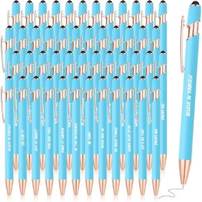 Yeaqee 48 Pcs Inspirational Pens Motivational Ballpoint Pens Black Ink Retractable Quotes Pens with Stylus Tip Encouraging Messages Pens Bulk for Women Men Writing Screen Office School (Black)