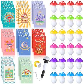 48 Pcs Mushroom Party Favors for Kids Include 24 Pcs Mushroom Mini Notebooks and 24 Pcs Mushroom Pen Mushroom Notepads Ballpoint Pen Mushroom Gifts for Student Teacher Office School Reward