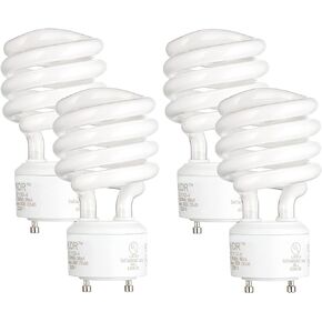 KOR (Pack of 4) 23 Watt Mini Spiral - GU24 Base - (100W Equivalent) - T2 Mini-Twist - CFL Light Bulb (Soft White (2700K))