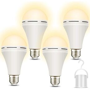 Emergency-Rechargeable-Light-Bulb, Stay Lights Up When Power Failure, 1200mAh15W 80W Equivalent LED Light Bulbs for Home, Camping, Tent (Soft Warm)