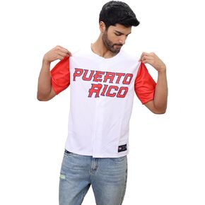 بورتوريكو جيرسي البيسبول نموذج بورتوريكو الكلاسيكية الأبيض والأحمر الخامس الرقبة كم قصير in Kuwait