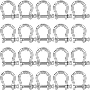 20 PCS Stainless Steel M6 Screw Shackle 1/4 Inch Chain Shackle Bow Shackle Clevis Heavy Duty Screw Pin Shackle for Anchor, Towing, Off Road Recovery in Saudi Arabia