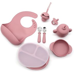 Baby Products Feeding Solid Feeding Utensils Flatware Sets (Silicone, Rose Pink)