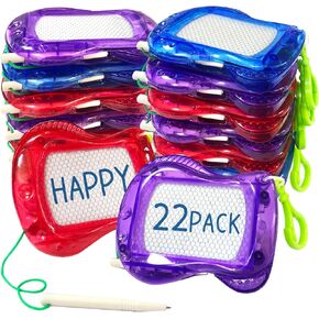 22 Pack Mini Magnetic Drawing Board(6 Colors), Kids Party Favors Backpack Keychain Doodle Drawing Boards, Erasable Sketch and Board Writing Pad for Boys Girls Classroom Supplies Goodie Bag Fillers