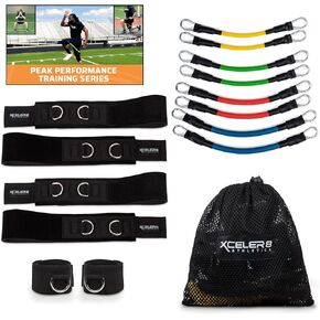 XCELER8 Bands Speed and Agility Training Resistance Bands for All Sports | Includes Ankle Straps | Training Videos | Fast Sprinting, Explosive, Agile, Strength, Endurance
