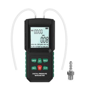 Manometer Gas Pressure Tester Dual-Port Manometer Differential Pressure Gauge 13 Selectable Units Gas Pressure Tester Digital Manometer HVAC Digital Manometer w/Backlight