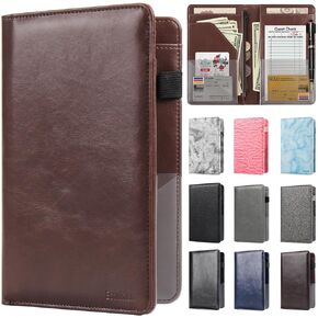 EcoVision Server Books for Waitress,Leather Waiter Book with Zipper Pocket, Server Booklet Restaurant Waitstaff Organizer, Serving Book Guest Check Book Holder Money Pocket Fits Server Apron (Black)