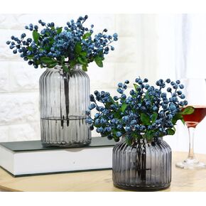10 Pack Artificial Flowers California Faux Blueberries Artificial Stems for Decorating Blueberry Picks Fruit Fake Silk Flowers Home Decorative Party Wedding (Blue)