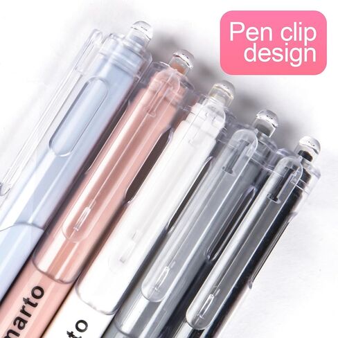 Rkqoa Aesthetic Pens, 5 Pack 0.5mm Ballpoint Gel Black Ink Pens Retractable Fine Point No-Smear Smooth Writing Pens, Cute Art Office School Supplies Christmas Gifts for Women Kids in Saudi Arabia
