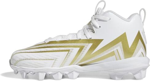 حذاء كرة قدم Adidas Freak Spark 23 متوسط ​​الطول، أبيض/أبيض/ذهبي معدني، 2 US للجنسين للأطفال الصغار in Kuwait