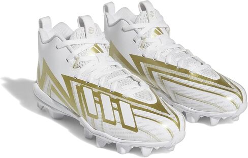 حذاء كرة قدم Adidas Freak Spark 23 متوسط ​​الطول، أبيض/أبيض/ذهبي معدني، 2 US للجنسين للأطفال الصغار in Kuwait