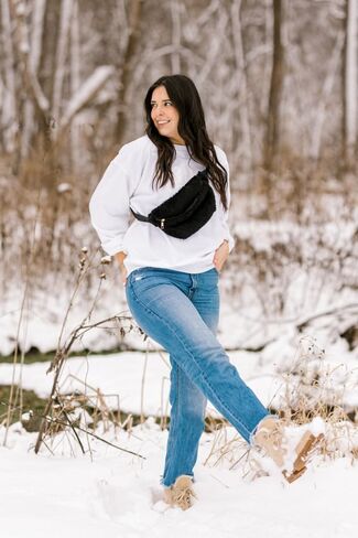 حقيبة حزام من الصوف للنساء حقيبة كروس بحزام شيربا مع حزام قابل للتعديل للخصر، والتمارين، والجري، هدايا رائجة (أسود) in Kuwait