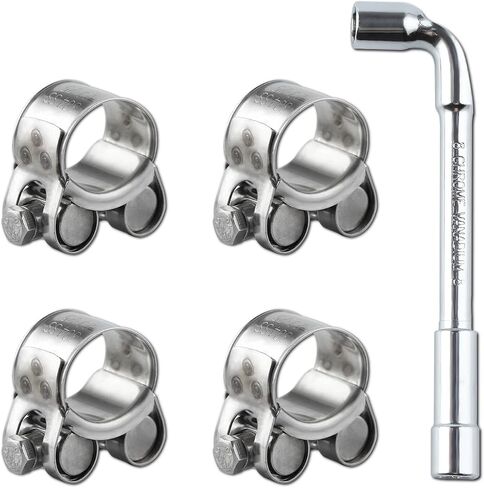 23-25mm 304 Stainless Steel T-Bolt Hose Clamps, Heavy Duty Adjustable Pipe Clamps with Wrench, Turbo Pipe Clamps High Pressure Hose Clamps for Automotive Intercooler Radiator Heater, 4 Pack in Saudi Arabia