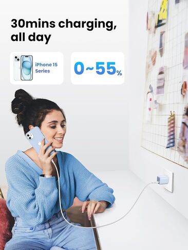 UGREEN 30W USB C Charger, Nexode Foldable GaN PPS Compact Fast Wall Charger Block, USB-C Power Adapter for iPhone 15 Pro Max/14/13, Galaxy S23 Ultra, Google Pixel 7, MacBook Air, iPad Pro (Blue) in Saudi Arabia