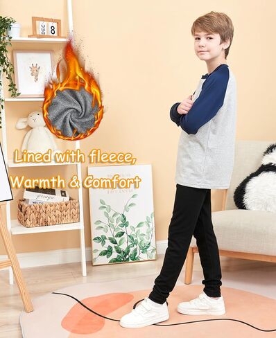HIBETY Boy's 3 Pack Fleece Lined Long Sleeve Sweatshirts, UPF 50+ Sun Protection Athletic Shirts for Kids in Saudi Arabia