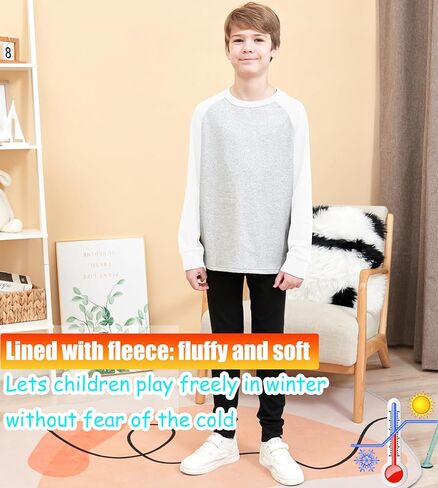 HIBETY Boy's 3 Pack Fleece Lined Long Sleeve Sweatshirts, UPF 50+ Sun Protection Athletic Shirts for Kids in Saudi Arabia