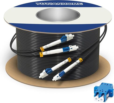 1000ft/300m LC to LC Armored Outdoor Fiber Optic Cable, Single Mode Duplex Fiber Patch Cable, 9/125um LC Fiber Jumper, (OS1/OS2 Compatible), Low Friction LSZH, Black in Saudi Arabia