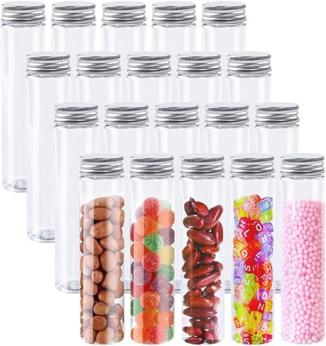 20 Pcs 115ml Test Tubes,Clear Clear Plastic Test Tubes with Caps for Candy,Bath Salts,Spices,Dried Flowers and Party Decor in Kuwait