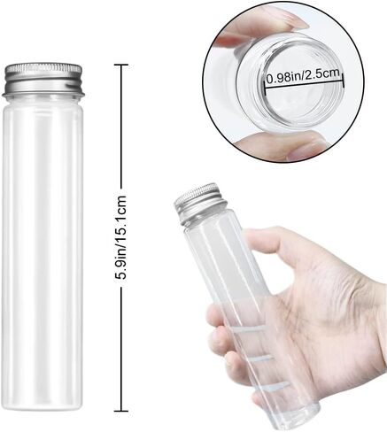 20 Pcs 115ml Test Tubes,Clear Clear Plastic Test Tubes with Caps for Candy,Bath Salts,Spices,Dried Flowers and Party Decor in Kuwait