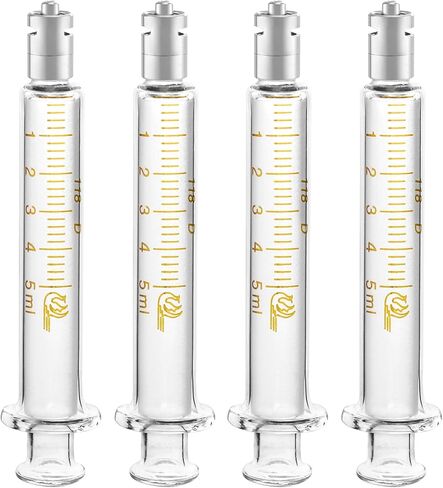 حقنة زجاجية قابلة لإعادة الاستخدام من QWORK Luer Lock بدون إبرة، 4 عبوات 5 مل حقنة قياس دقيقة للمختبرات in Kuwait