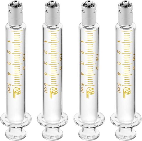 حقنة زجاجية قابلة لإعادة الاستخدام من QWORK Luer Lock بدون إبرة، 4 عبوات 5 مل حقنة قياس دقيقة للمختبرات in Kuwait