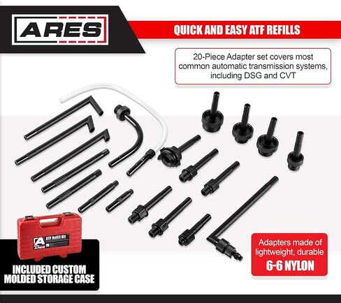 ARES 12026 - مضخة نقل سائل ناقل الحركة - مجموعة إعادة تعبئة ATF - مضخة يدوية سعة 6 لتر لسائل ناقل الحركة الأوتوماتيكي - تتضمن مجموعة محولات مكونة من 20 قطعة - تعمل مع معظم أنظمة النقل الأوتوماتيكي الشائعة in Saudi Arabia