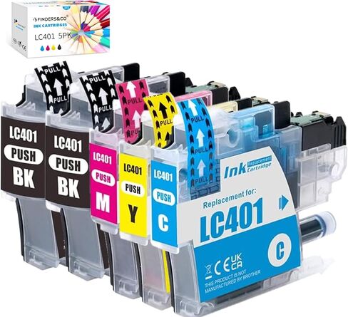 خرطوشة حبر LC401 بديلة لطابعة Brother LC 401 LC-401 XL تستخدم مع طابعة Brother MFC-J1010DW MFC-J1012DW MFC-J1170DW (2BK، 1C، 1M، 1Y) in Saudi Arabia
