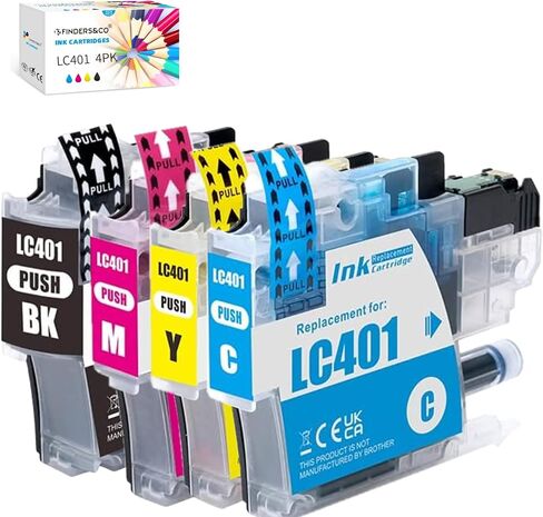 خرطوشة حبر LC401 بديلة لطابعة Brother LC 401 LC-401 XL تستخدم مع طابعة Brother MFC-J1010DW MFC-J1012DW MFC-J1170DW (2BK، 1C، 1M، 1Y) in Saudi Arabia