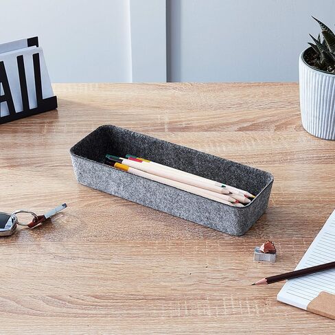 Three by Three Seattle Felt·Like·It! 10.5 x 3.5 Inch Felt Storage Bin for Office, Craft Room, Classroom, Living Room, Bedroom Storage (Charcoal) in Saudi Arabia