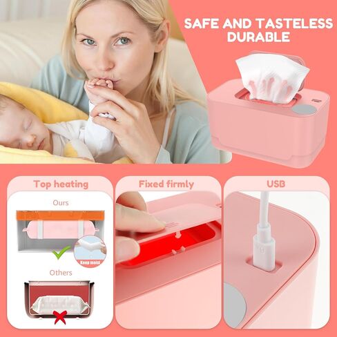 Baby Wipe Warmer Wipe Warmer Dispenser Thermostat Even Heating Baby Wipe Heater Portable Wipes Warmer with USB Wet Wipes Heater for Baby Nursery (White) in Saudi Arabia
