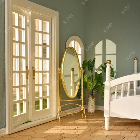 iLAND Dollhouse Furniture and Accessories on 1:12 Scale, Miniature Coat Rack & Full Mirror (Golden Color) in Saudi Arabia