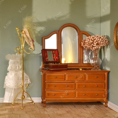 iLAND Dollhouse Furniture and Accessories on 1:12 Scale, Miniature Coat Rack & Full Mirror (Golden Color) in Saudi Arabia