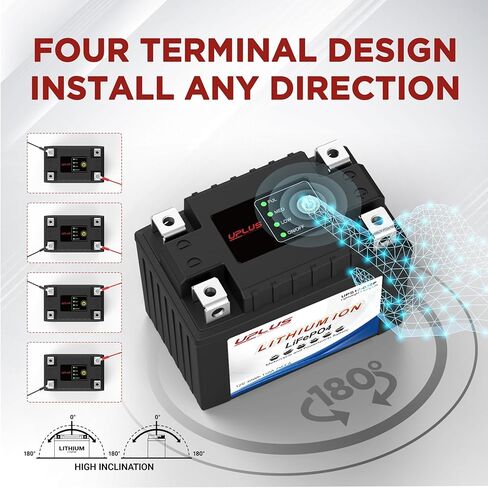 بطارية ليثيوم UPLUS 12 فولت 3.5 أمبير في الساعة، UPS12-035F-B 210A LiFePO4 Powersport مع وظيفة إعادة التشغيل، استبدل YTX9-BS، NLP9، BTX7A-BS، BTX9-BS، BTR9-BS، EXT9، YTX7A-BS، YTX9 in Kuwait