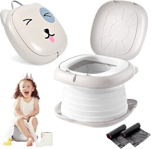 نونية السفر للأطفال الصغار المحمولة القابلة للطي للتدريب على المرحاض للأولاد والبنات والأطفال والأطفال في الأماكن المغلقة والمفتوحة، وردي in Kuwait