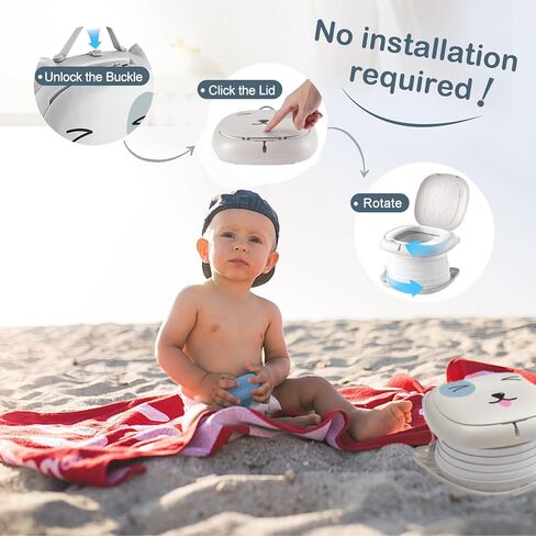 نونية السفر للأطفال الصغار المحمولة القابلة للطي للتدريب على المرحاض للأولاد والبنات والأطفال والأطفال في الأماكن المغلقة والمفتوحة، وردي in Kuwait