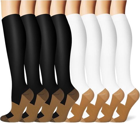 Copper Compression Socks 15-20 mmHg for Men & Women 8 Pairs – Circulation Support for Nurses, Travel, Running, Hiking, Soccer in Saudi Arabia
