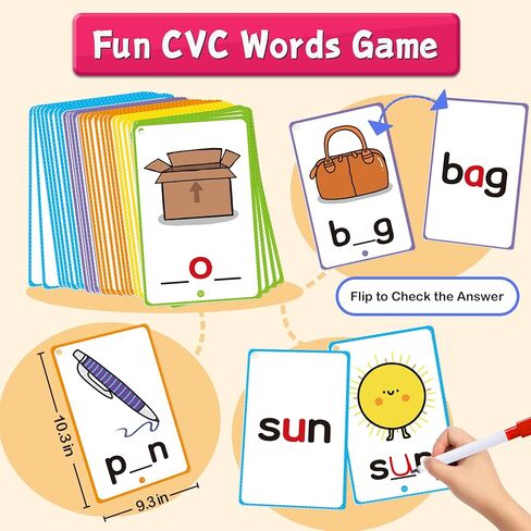 أنشطة التعلم في مرحلة ما قبل المدرسة، كتاب ممارسة الكتابة اليدوية برقم الحروف للأطفال CVC وبطاقة الكتابة والتهجئة، ألعاب تعليمية تعليمية لرياض الأطفال، فتاة صبي للأعمار 3 4 5 6 سنوات in Kuwait