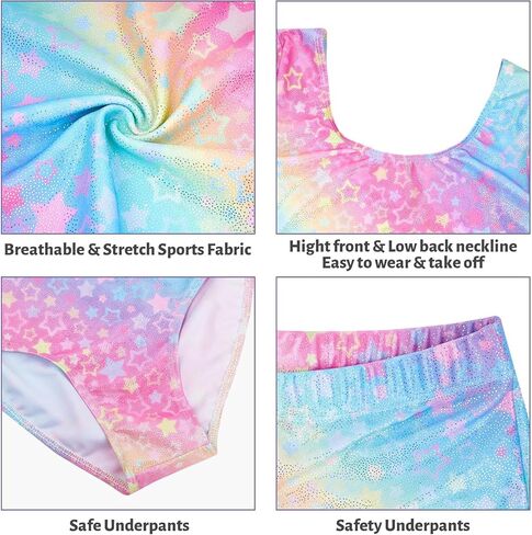 JiAmy Leotards for Girls Gymnastics, Long Sleeve Sparkly Dance Biketards with Shorts Ballet Tumbling Outfit for 3-12 Years in Kuwait