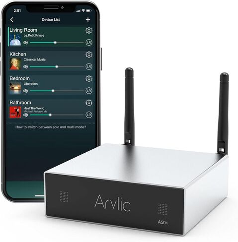 مضخم صوت بلوتوث Arylic Up2stream A50+ لمكبرات الصوت، نظام ستيريو TPA3116، صوت هاي فاي متعدد الغرف/متعدد المناطق، مضخم صوت ستيريو لاسلكي in Kuwait